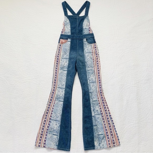 Free People Pants - Free People 'We the Free' Dallas Flared Denim Jumpsuit, Stars and Stripes
